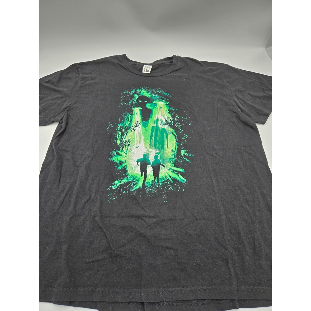 The X-Files Mens Black Neon Green Alien Abduction Graphic T-Shirt Large 2015